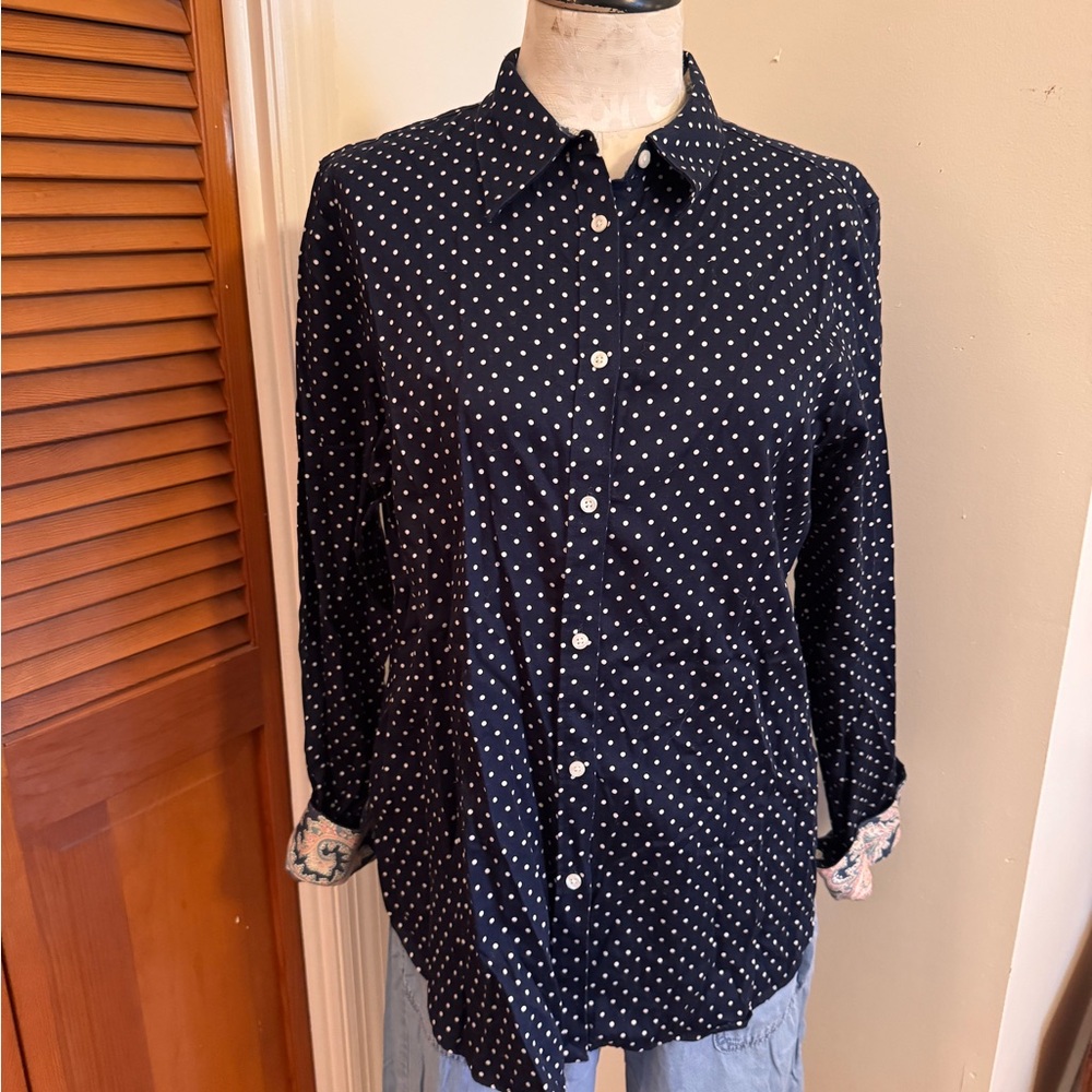 Chaps Navy and Orange Paisley Shirt